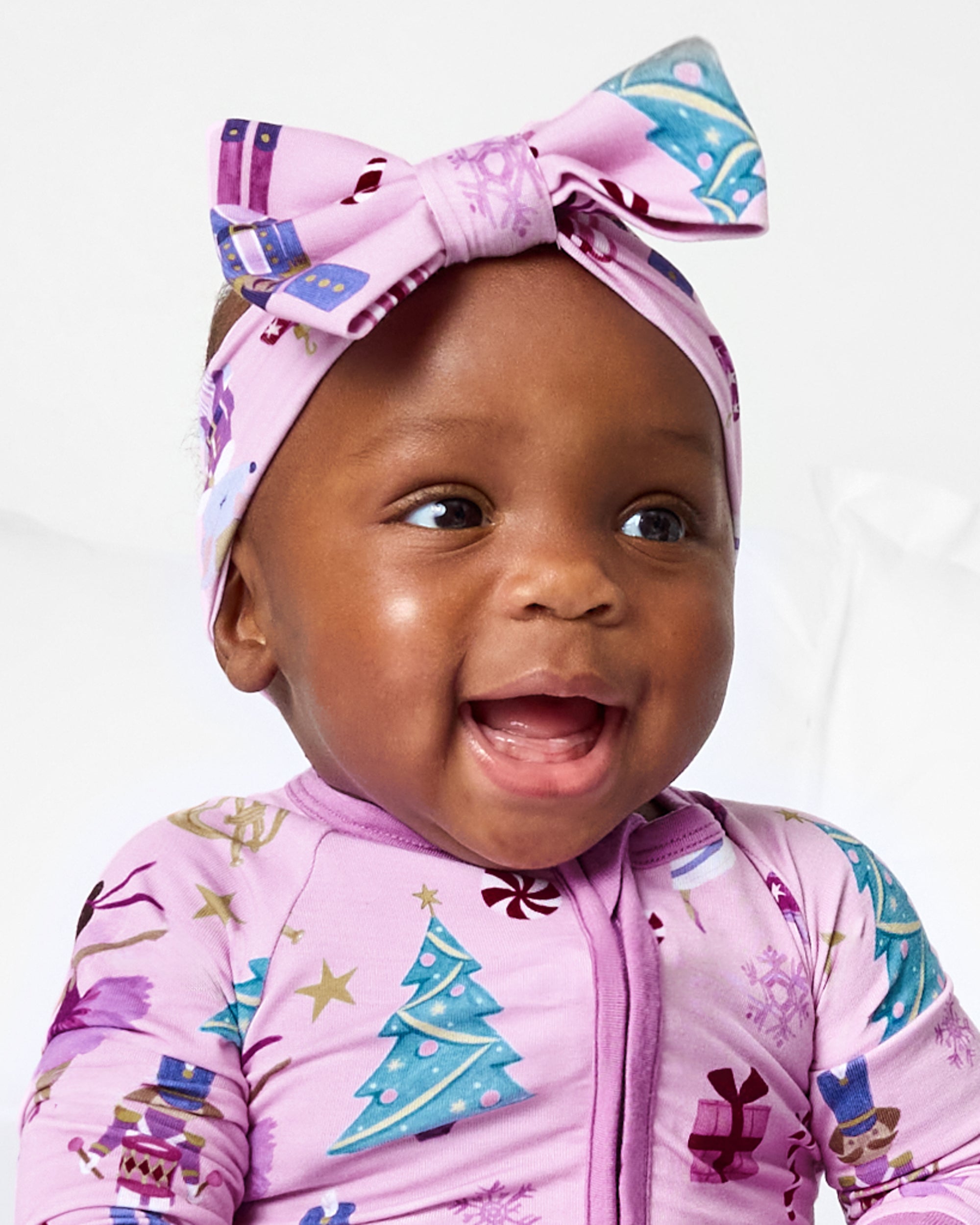 Nutcracker Ballet Luxe Baby Girl Soft & Stretchy Bamboo Bow Headbands - Newborn - 3T