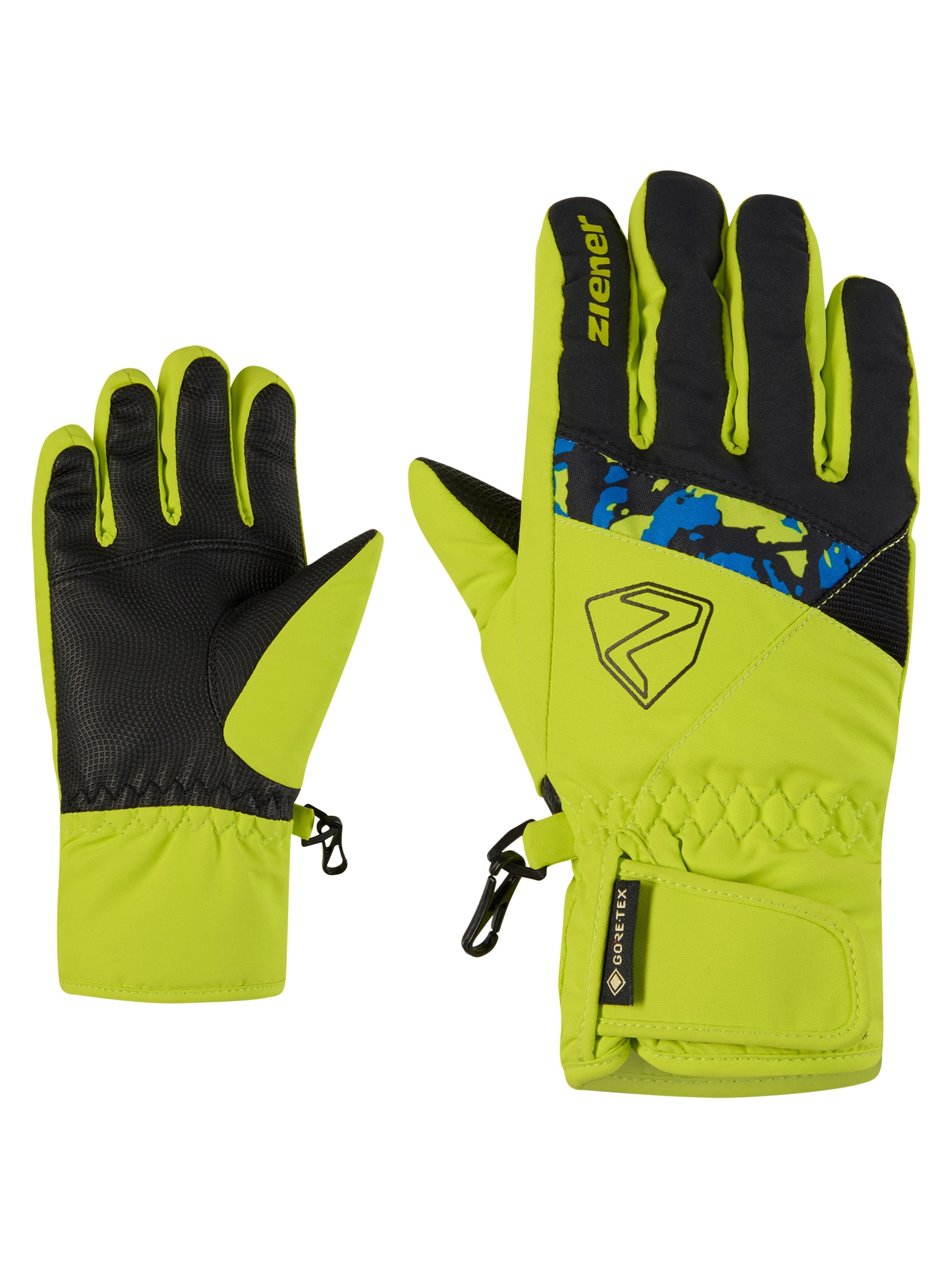 Skihandschuhe ZIENER "LEIF-Z GTX glove junior", Kinder, Gr. 7.5, lime, Obermaterial: 100% Polyester; Innenhand: 100% Polyester; Futter: 100% Polyester; Wattierung: 100% Polyester (recycelt), Handschuhe Image