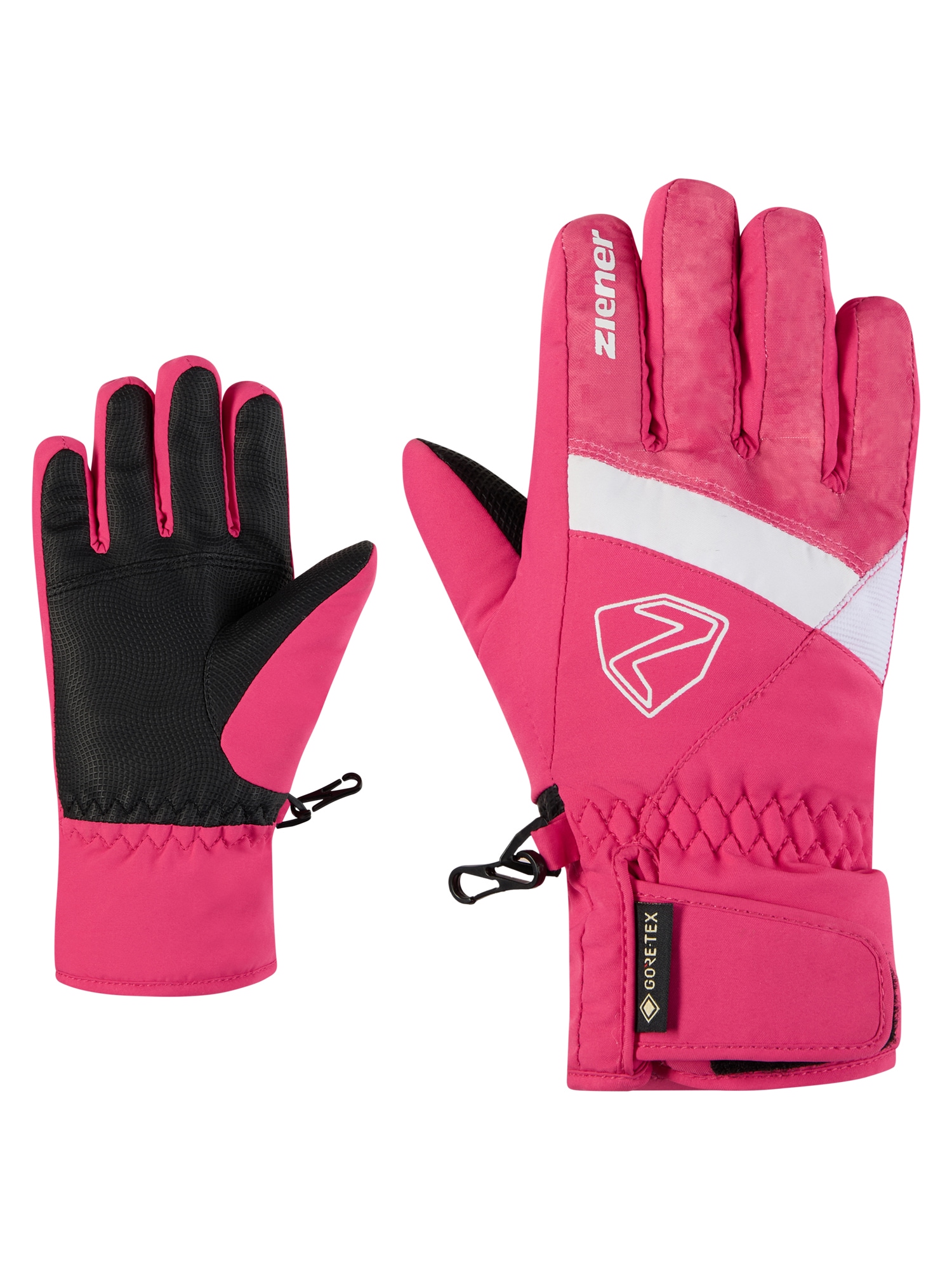 Skihandschuhe ZIENER "LEIF-Z GTX glove junior", Kinder, Gr. 4,5, rosa (tie dye pop pink), Obermaterial: 100% Polyester; Innenhand: 100% Polyester; Futter: 100% Polyester; Wattierung: 100% Polyester (recycelt), Handschuhe Image