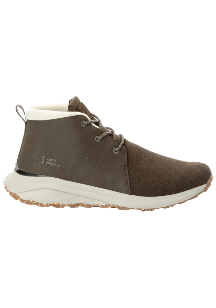 Schnürschuh JACK WOLFSKIN "CAMPFIRE CHAKKA MID M", Herren, Gr. UK105-EU45, Normalschaft, braun (cold, coffee), Main Material Second Material 50% Wool; 50% Polyester Lining 100% Polyamide Sole 100% Rubber/ EVA, Schuhe Schnürschuh