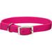 Metal Buckle Double Ply Nylon Personalized Dog Collar in Pink Flamingo, 1" Width, Medium