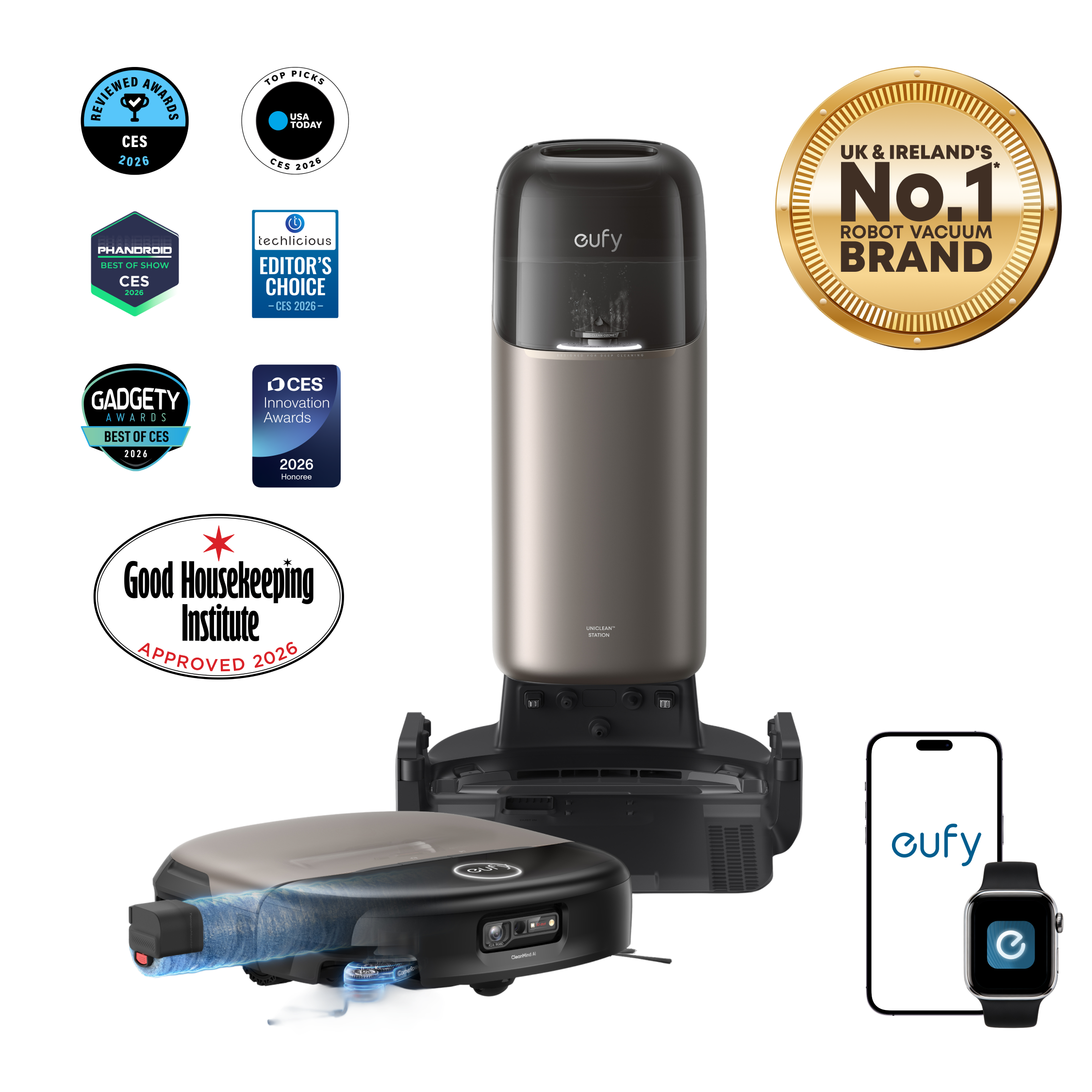 eufy Omni S2 Robot Vacuum & Mop | 30,000Pa, HydroJet 2.0 Self‑Cleaning, AI Navigation, All‑in‑One Station