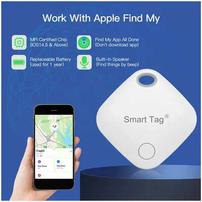 MFI-zertifizierter Bluetooth-Alarm-Tracker Find My App Smart Anti Lost Device iPhone Tag Replacement Locator Funktioniert mit iOS ​ ​