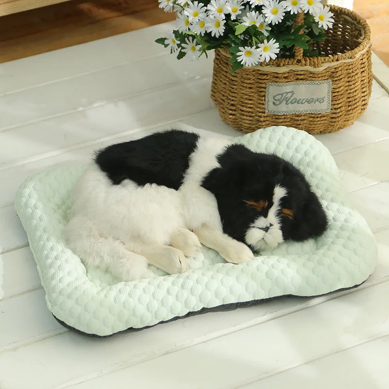 3D-kühlendes Haustierbett, Sommer-Eisperlenmatte mit atmungsaktivem Netz, tragbares Design, Wärmeentlastung, Hunde- und Katzenunterlage, für den Innenbereich, waschbarer Bezug Image