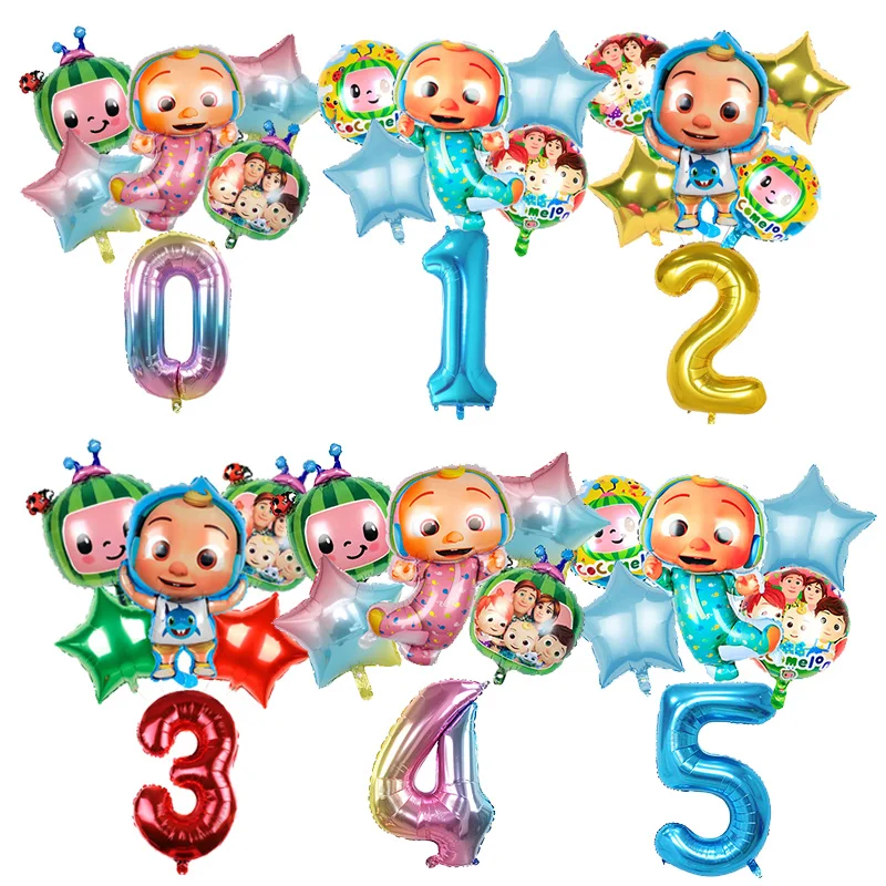 Cocomelons Baby Jungen Mädchen Party Dekoration Anzahl Ballons Set 0-9 Cartoon Baby Duschen Ornament Geburtstag Ballon Foto Requisiten Image