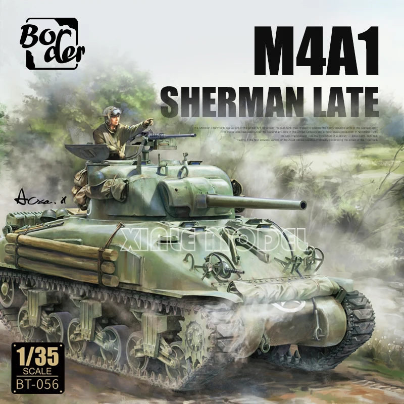 BORDER Zusammengebauter Panzermodellbausatz aus Kunststoff BT-056 Sherman M4A1 Ende 1/35 Image
