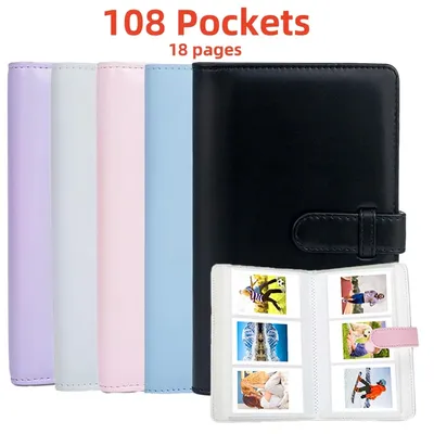 Fotoalbum mit 108 Taschen für Mini, 5,1 x 7,6 cm, Aufbewahrung von Filmkameras, PU-Leder, Stempelsammlung, Buch, Mini-Fotopapier-Organizer