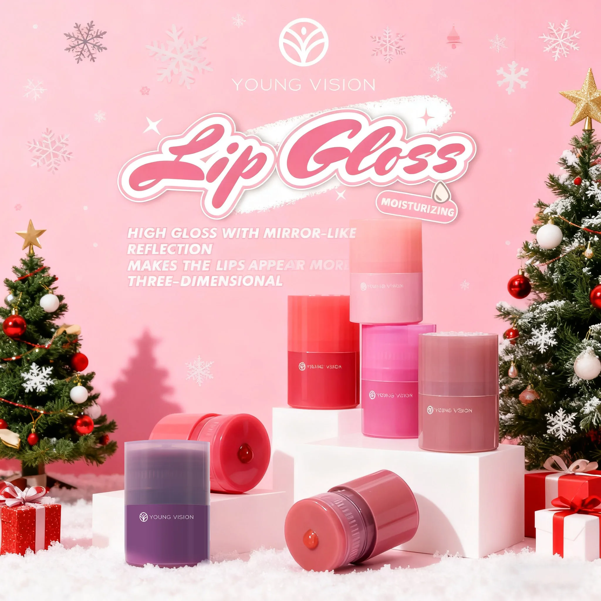 YOUNG VISION 6-Farben-Lippenöl, glatter und glänzender Lippenstift, rotierender Lipgloss, feuchtigkeitsspendend und aufhellend, reduziert Lippenlinien Image