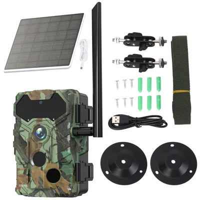 Außenkamera Drahtlose solarbetriebene Wildkamera 32MP 4G SIM-Karte BT Quick Connect Wildkamera Wildlife Motion Kamera