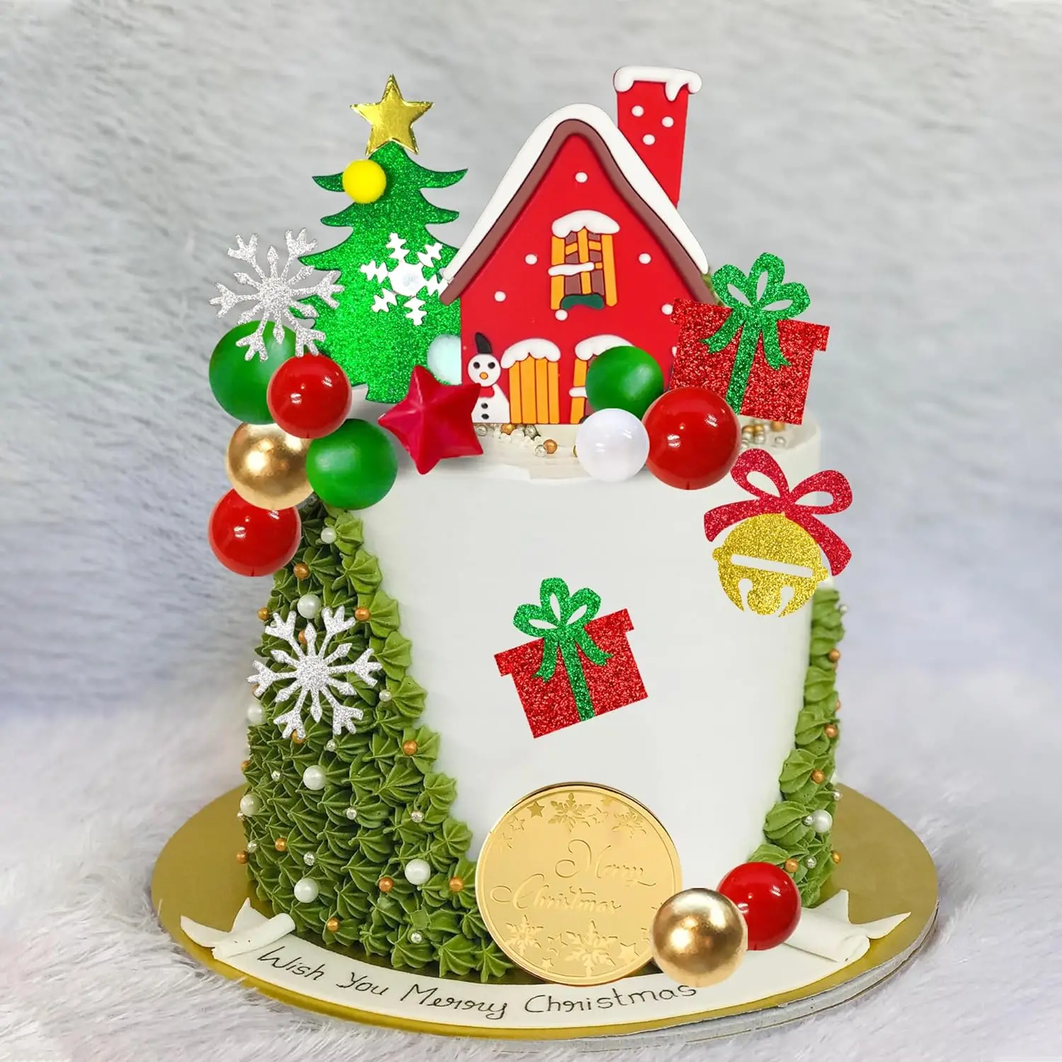 Weihnachten Kuchen Topper Frohe Weihnachten Kuchen Dekoration mit Bunten Perle Ball Kuchen Picks für DIY Kuchen Einsatz Dekorationen