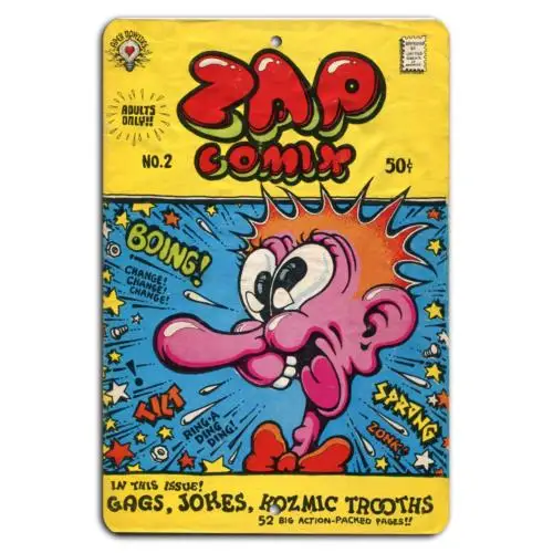 Zap Comix Nr. 2: Vintage Counterculture Comic Art auf Metallschild – Aluminium Image