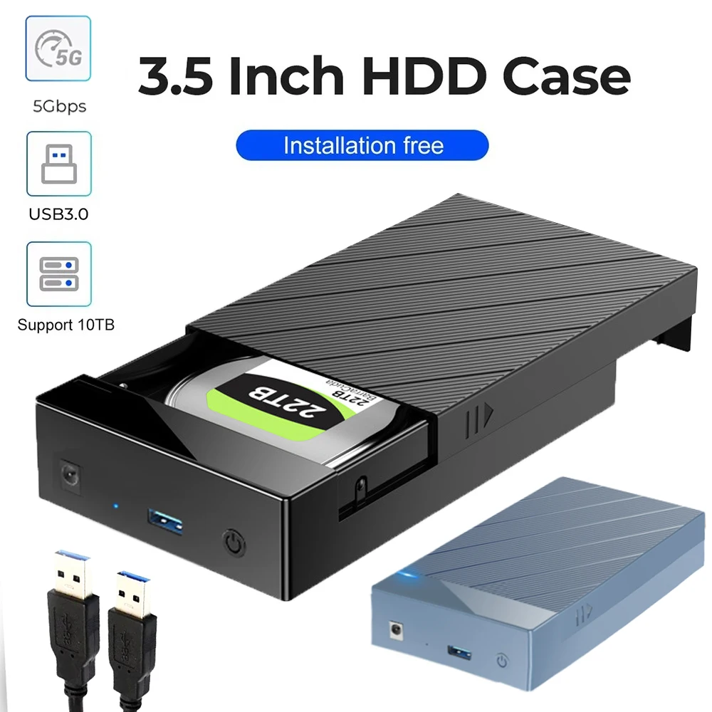 Boîtier de disque dur USB3.0 2.5/3.5 pouces, boîtier de disque dur SATA vers USB 3.0, lecteur de disque dur externe, adaptateur 10 to pour PC portable