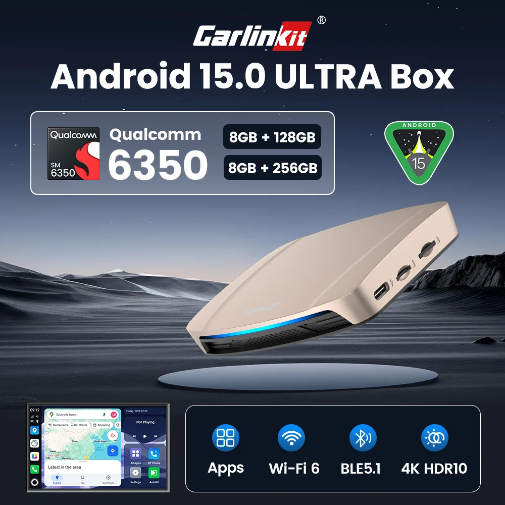 NEU CarlinKit Android 15.0 Ultra SM6350 CarPlay Ai Box Android Auto CarPlay Wireless Adapter Unterstützung Youtube Netfilx IPTV GNSS Image
