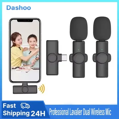 Professionelles Lavalier Dual Wireless Ansteckmikrofon, Mikrofon, Interviews und Live-Übertragungen für iPhone, Android, Mobiltelefon, PC
