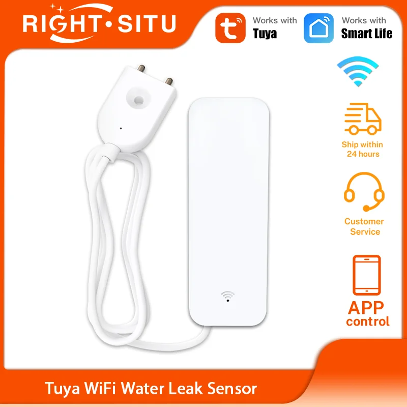 Tuya WiFi Smart Water Sensor Rilevatore di perdite Allarme perdite d'acqua di inondazione Sensore di protezione della sicurezza dell'acqua Smart Home Smart Life