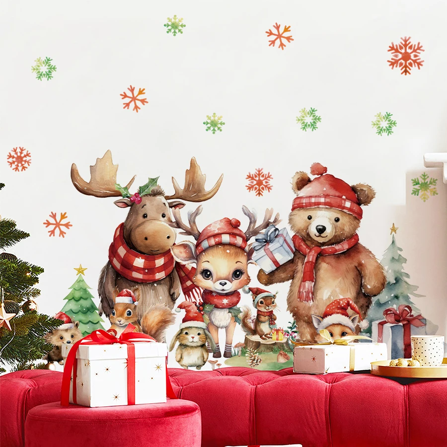 1pc Cartoon Tier Weihnachten Party Wand Aufkleber Abnehmbare PVC Kindergarten Dekoration Für Kinderzimmer Schlafzimmer Wohnzimmer Wohnkultur Image