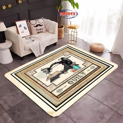 3D HD Printing Vintage Sewing Machine Carpet Multi-Size Optional Living Room Bedroom Office Large Area Mat Machine Washable Rug