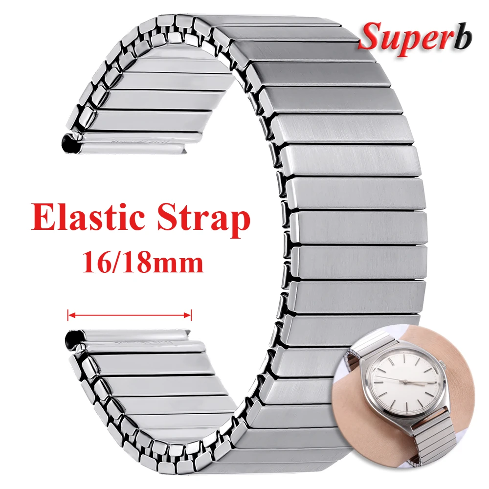 16mm 18mm Edelstahl elastisches Stretcharmband für Samsung Galaxy für Smart Watch Band Männer Frauen Metall Expansion Armband Image