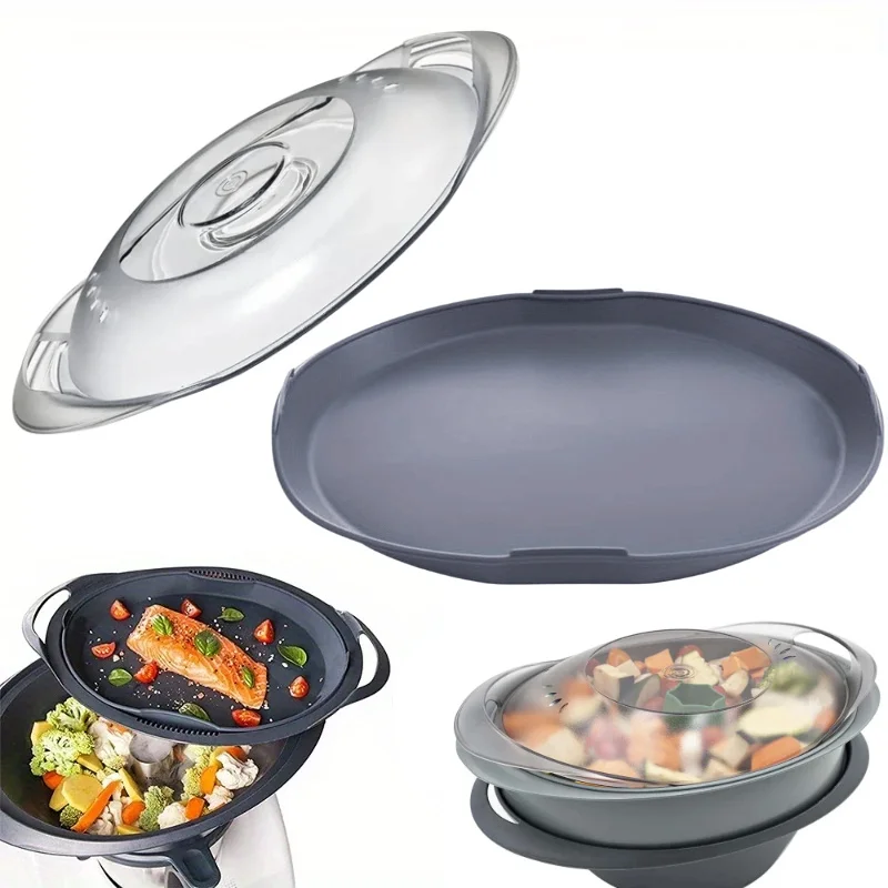 2 Stück Silikon-Dampfgarer-Schüsselabdeckung für Thermomix TM5/TM6/TM31 – hitzebeständiges Varoma-Dampftablett, Küchenzubehör Image