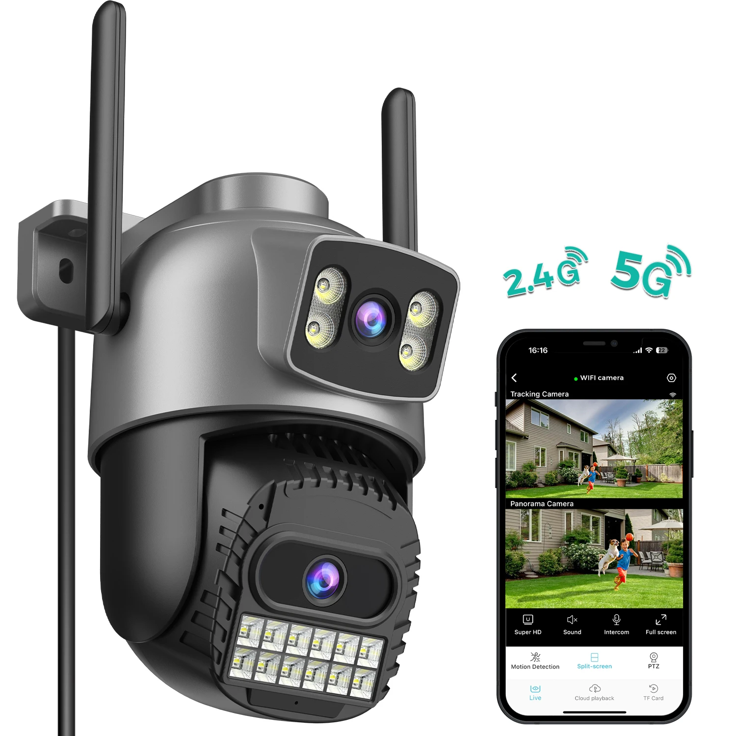 BESDER 10MP 5K IP Kamera Outdoor Sicherheit Wifi PTZ Dual Objektiv 5G HD Überwachung mit Menschlichen Erkennung Tracking und Nachtsicht Image