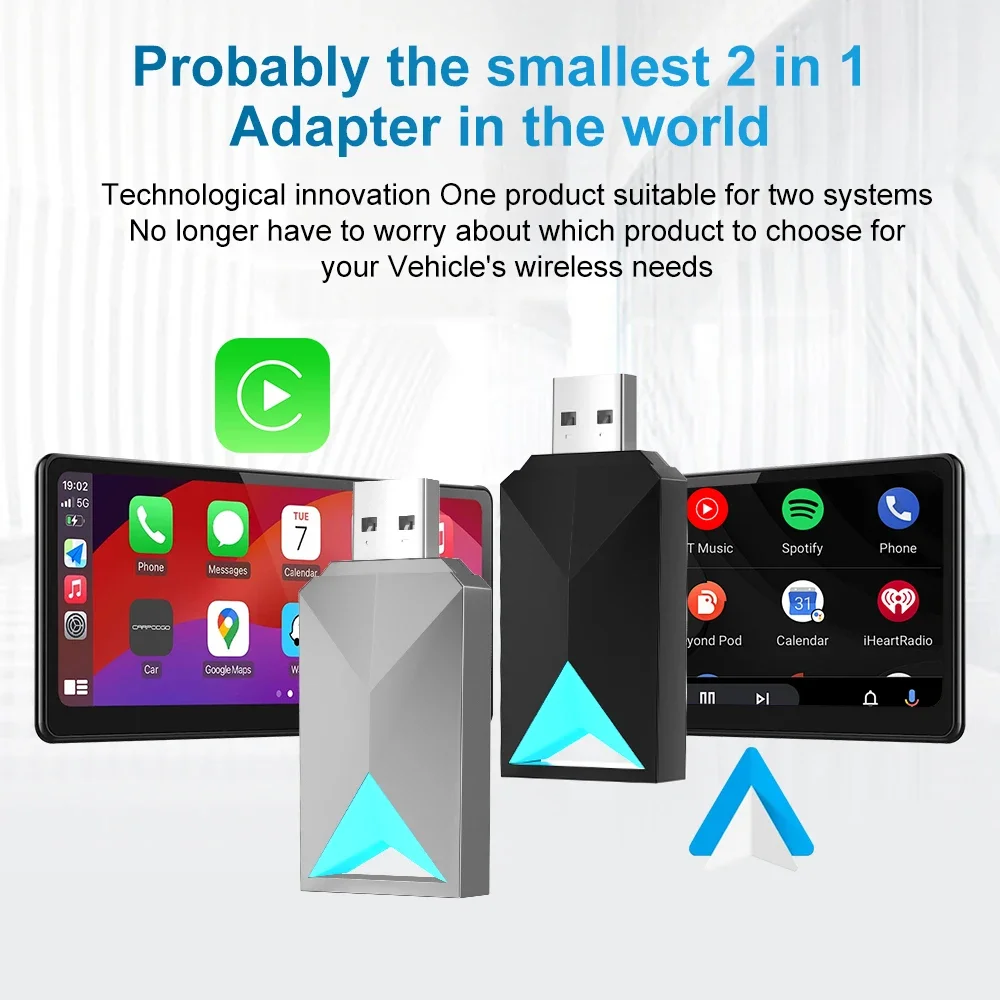 CarPlay Android Auto verkabelt mit kabellosem 2-in-1-USB-Dongle, automatische intelligente Systeme, kabelloser Adapter, Smart Mini AI Box FLIXIVI Image
