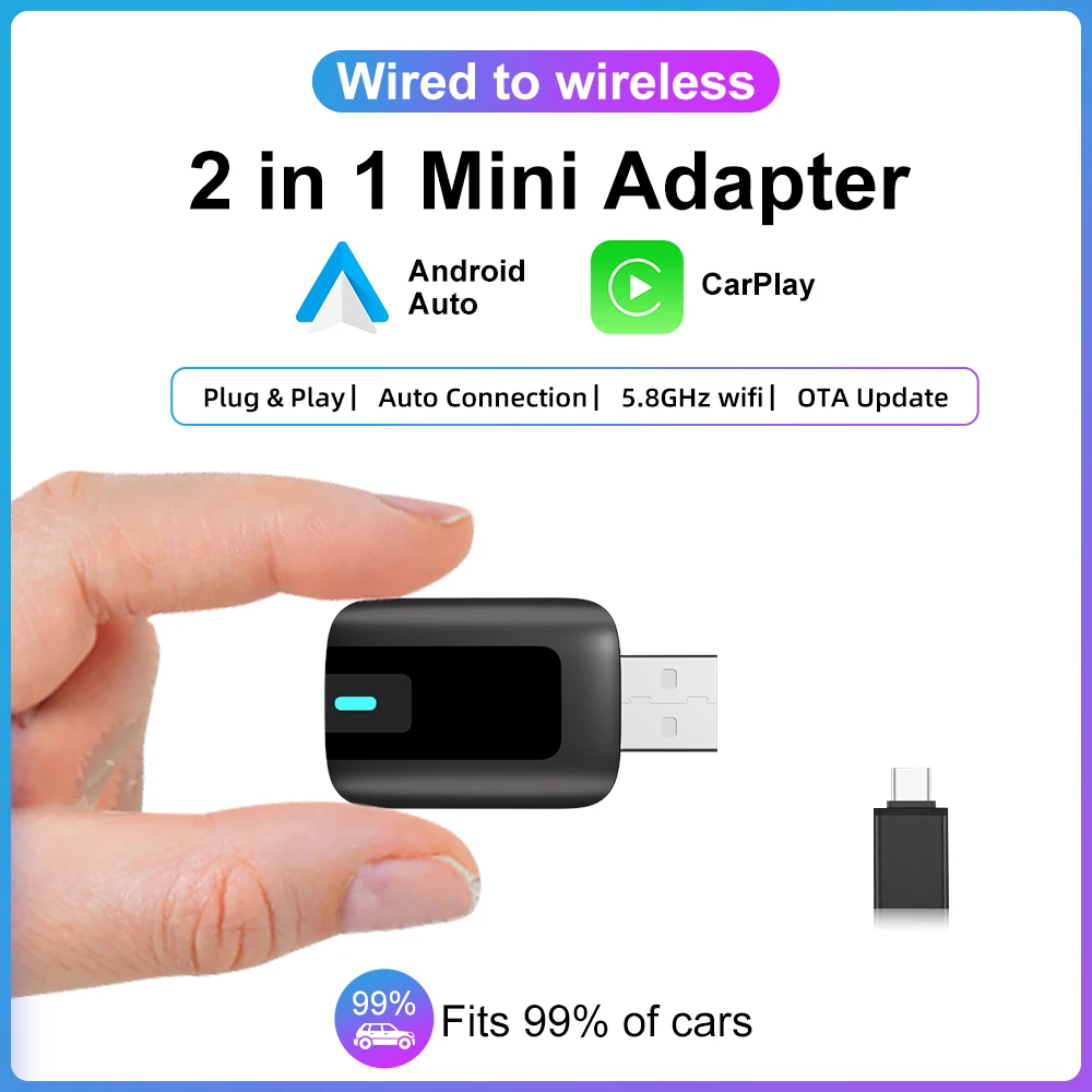 2-in-1 CarPlay Wireless Adapter Android Auto zu USB Car Play Wireless Intelligent Systems Wireless Adapter Mini AI Box für Auto Image
