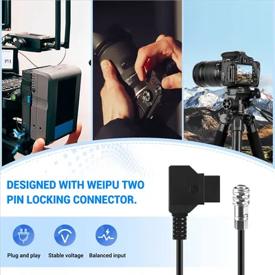 Y43A-D-Tap To BMPCC 4K 2 Pin Locking Power Cable For Blackmagic Pocket Cinema Camera 4K For Sony V Mount Battery