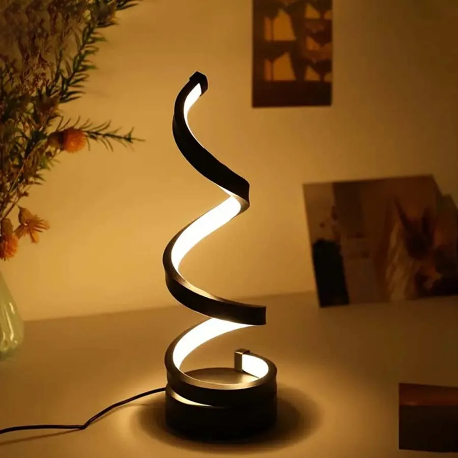 Moderne spiralförmige dimmbare LED-Lampe für Wohnzimmer, kleine Bettlampe, Nachttischlampe für Bar, Restaurant Image
