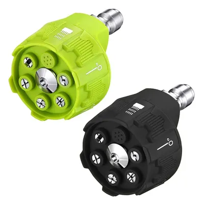 Pressure Washer Nozzle 6-In-1 Power Wash Nozzle Time-Saving Feature Adjustable Spray Angles Cleaner Black Garden Maintenance