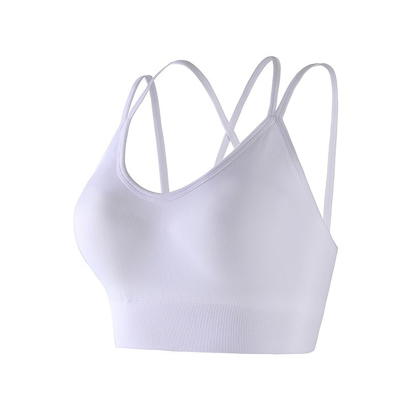 Women's Sports Bra Yoga Top Workout Tops Crew Neckline Ultra Stretch Criss-Cross Back Sleeveless Sports Solid Color Sports Bra Bra Top For Gym Workout Running Fitness Tight Fit Activewear