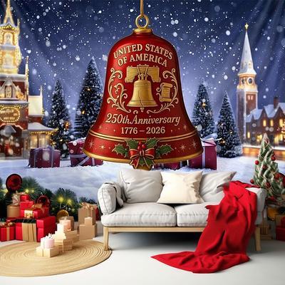 Christmas Wall Tapestry Backdrop, 2025 Xmas Elegant Commemorative Doorbell Ornament, Hanging Christmas Tree Decoration for Home, Garden, Indoor or Outdoor Holiday Decor