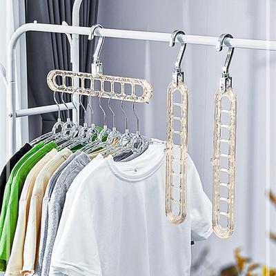 3pcs Space Saving Clothes Hangers 9 Slots Wardrobe Clothing Cascading Hanger Closet Storage Hanger Folding Wardrobe Clothes Hanger Organizer Multifunctional Closet Organizer for Home and Dormitory