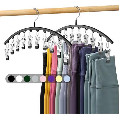 2/4 Pack Legging Organizer for Closet Metal Yoga Pants Hangers 10 Clips Holds 20 Leggings, Space Saving Hanging Closet Organizer w/Rubber Coated Closet Organizers and Storage, Pink