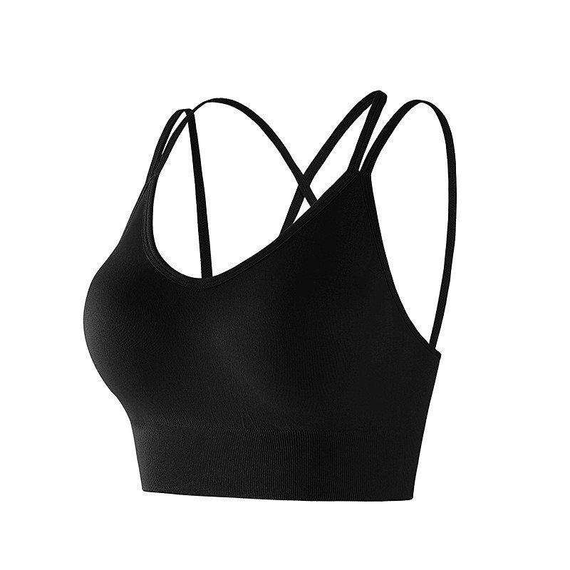 Women's Sports Bra Yoga Top Workout Tops Crew Neckline Ultra Stretch Criss-Cross Back Sleeveless Sports Solid Color Sports Bra Bra Top For Gym Workout Running Fitness Tight Fit Activewear