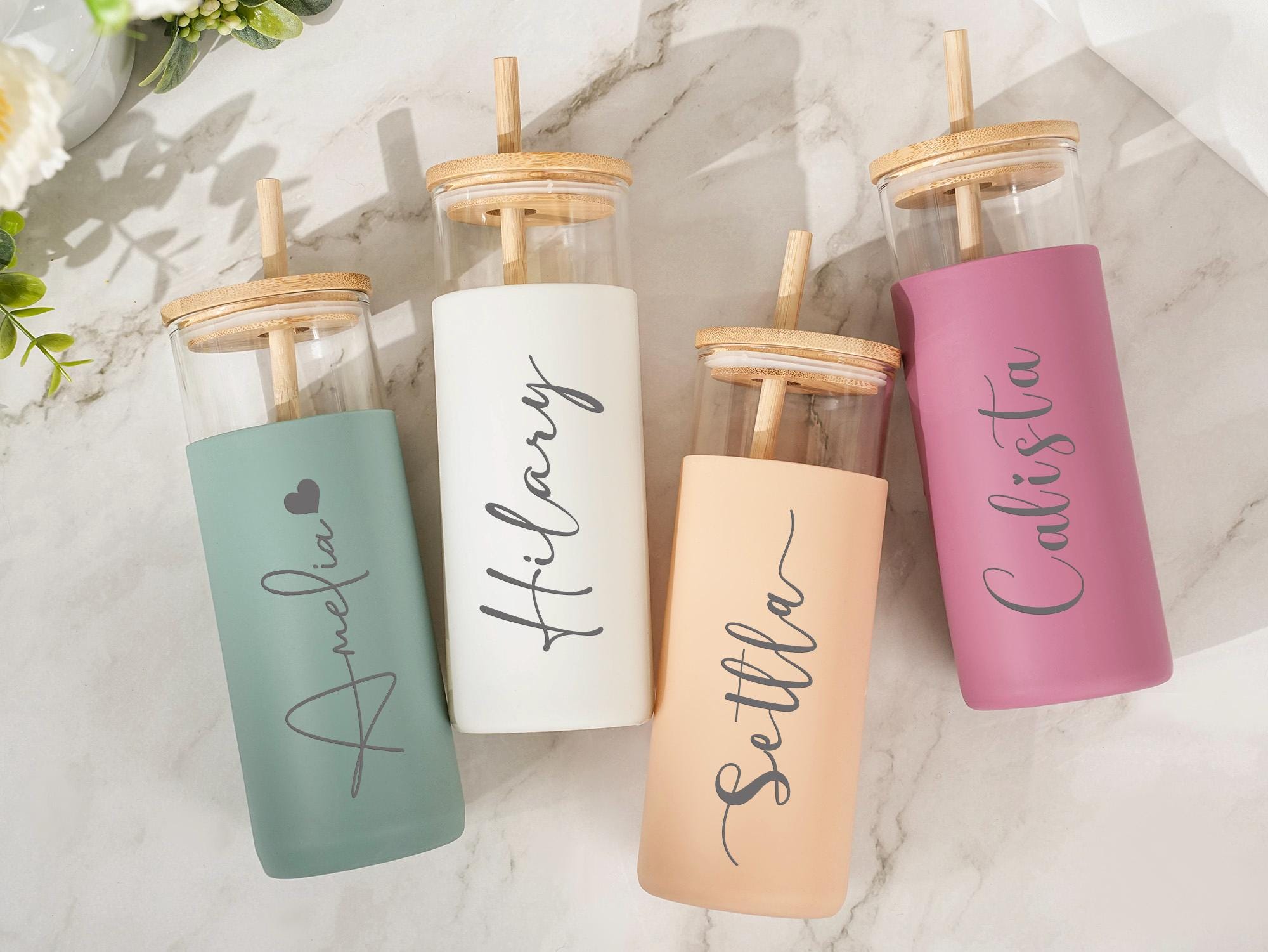 Bicchiere con nome inciso e custodia in silicone, bicchiere con cannuccia, tazza da caffè freddo, festa di nozze, proposta di matrimonio, regalo per d