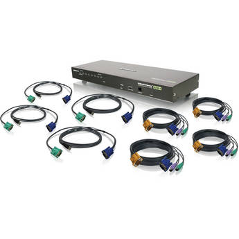 IOGEAR 8-Port USB PS/2 Combo KVM Switch Kit with Four PS/2 KVM Cables and Four USB GCS1808KITTAA