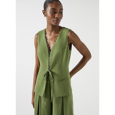 Frances Green Scallop Detail Waistcoat with TENCEL Lyocell, Green