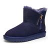 Winterboots ARA "ALASKA", Damen, Gr. 41, blau (dunkelblau), Veloursleder, Lammfell, unifarben, sportlich, Schuhe, Schlupfboots, Stiefel aus echtem Lammfell, G-Weite (weit)