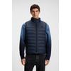 Steppweste BOSS ORANGE "Odeno", Herren, Gr. 48, blau (dunkelblau404), Web, Obermaterial: 100% Polyamid, unifarben, casual, slim fit kurz, hoch geschlossener Ausschnitt, Westen, Stehkragen, slim fit, kurze Länge