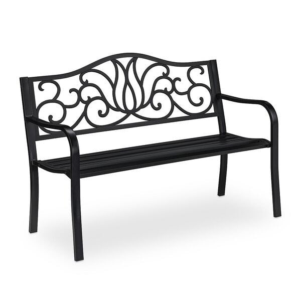 relaxdays Gartenbank Antik Rankmuster schwarz Image