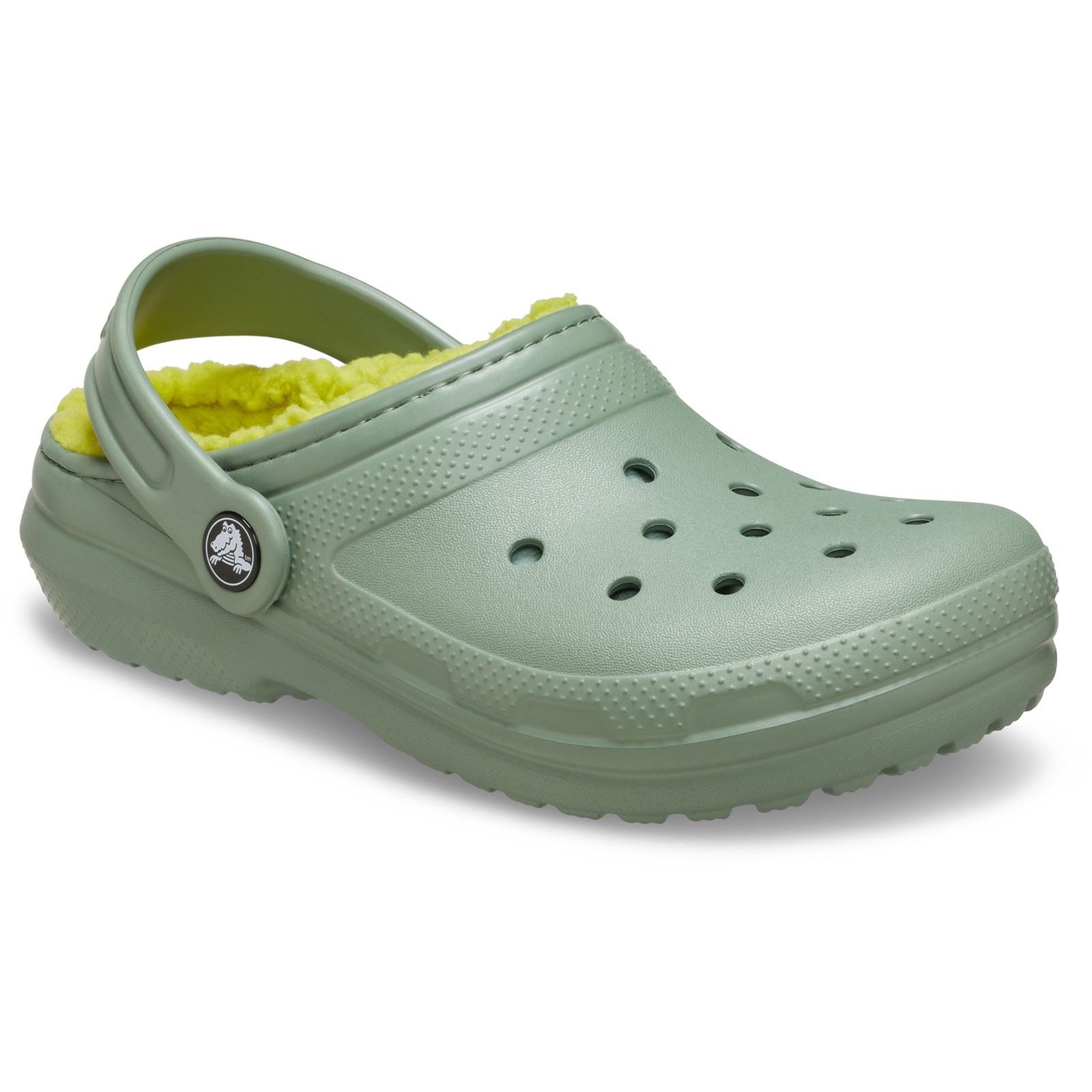 Crocs Classic Gefütterte Thermoplast Kinder Mokassins in Moosgrün Image