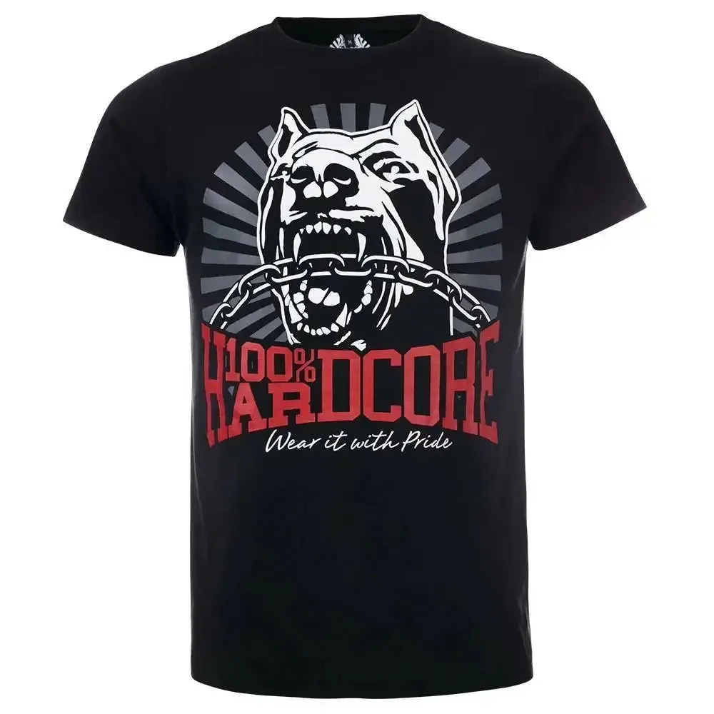 100 HARDCORE T-shirt chien 1 noir coton hommes T-shirt à manches courtes t-shirts homme T-shirt ample