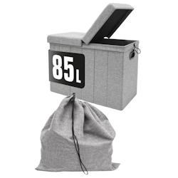 85 Liter Wäschekorb mit Deckel & Wäschesack - 62x31 Wäschekorb mit Sitzfunktion Image