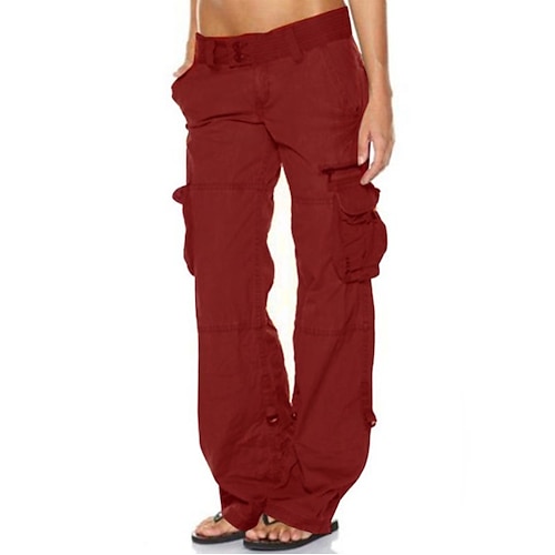 Damen Normal Cargo-Hosen Cargohose Cargohosen Hosen Hose Baggy-Hosen Schick Modern Lässig / Sportlich Volle Länge Tiefer Bund Einfach Tasche Baggy Komfort Unelastisch Sport Wochenende Schwarz Rosa Image