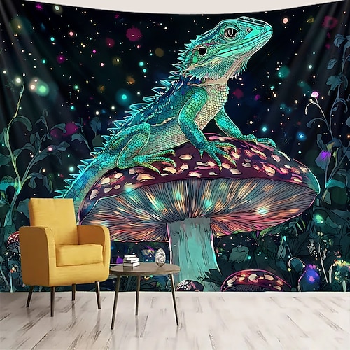 Tapisserie Decke Wandbehänge Pilz Eidechse Boho Hippie Schlafzimmer Wohnzimmer Wohnheim Dekorationen Wand Tür Hintergrund Image