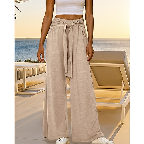 Damen Hose mit weitem Bein Freizeithosen Hohe Taille Unterteile Fitnessstudio Athleisure Trainieren Herbst Spandex Leicht Weich Reise Laufen Yoga Lässiger Schnitt Sportbekleidung Sportkleidung Image