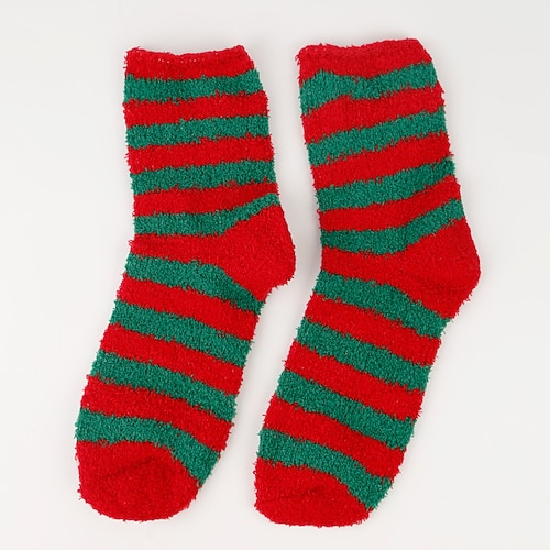 Weihnachtssocken für Damen, dicke Bodensocken aus Korallenfleece, fusselfreie Plüschsocken mit Rentier Weihnachtsmann-Design, kuschelig warme Weihnachtssocken Image