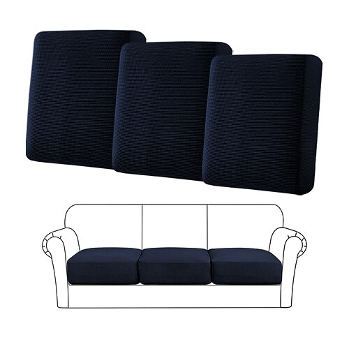 3 Stück/1 Set Stretch Sofa Sitzkissenbezug Schonbezug elastisch Couch Sessel 3 Sitzer grau einfarbig einfarbig weich langlebig waschbar Image