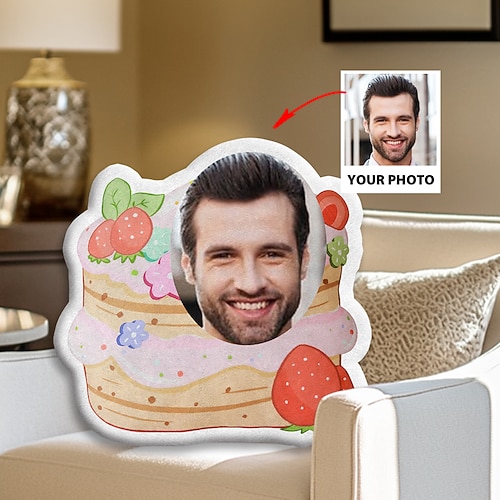 personalisiertes individuelles Gesicht Donut Kissen Eispuppe kreatives Foto Kuchen Kissen lustige Geburtstagsgeschenke einzigartiges Fotokissen individuelle Weihnachtsgeschenke Image