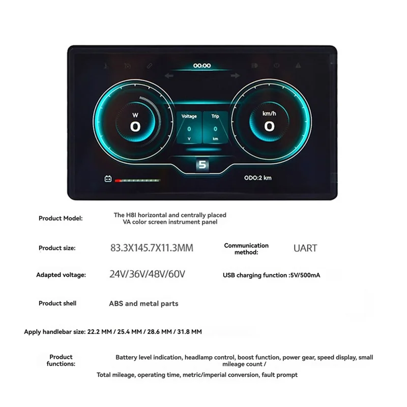H8 Elektrische Fahrrad LCD Meter 24V 36V 48V 60V E Roller LCD Panel Bildschirm Für elektrische Fahrräder E Bike Zubehör SM Image